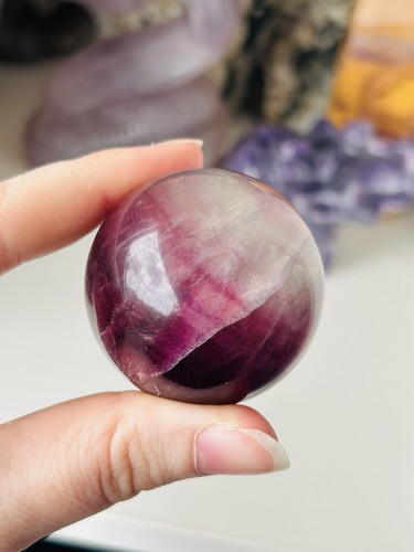 Purple rainbow fluorite sphere - purple,