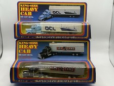 King Size Heavy Cab Diecast Metal Container Trucks X2 Vintage Toys