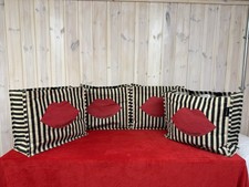 Lulu Guinness For Tesco 2017 Red Lips Black Cream Striped Shopping Bags x 4