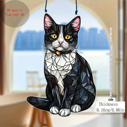 Black white cat ornament - cat,