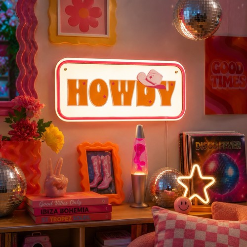 Howdy mirror led neon light - mirror,