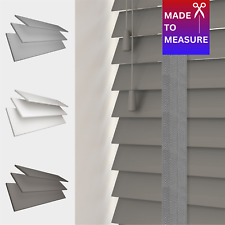 MADE TO MEASURE FAUX WOOD TAPE VENETIAN BLINDS 50MM SLATS WHITE GREY