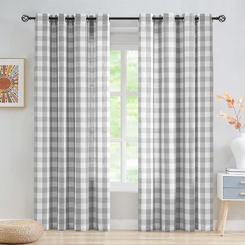 Grey white gingham sheer - grey,