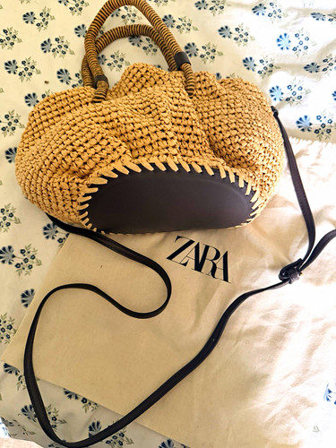 Zara woven straw top - woven, handle