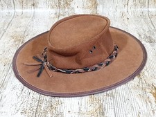 Outlander Explorer Australian Hat Real Leather Medium M Australia Brown Tan 21"