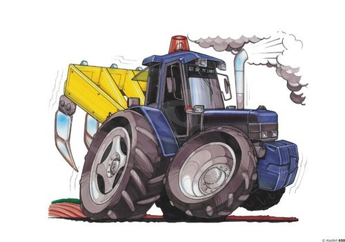 Tractor with plough blue - tractor,