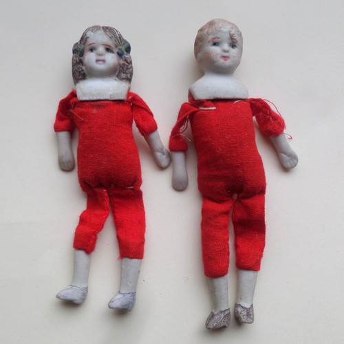 Two old bisque dolls house - two,