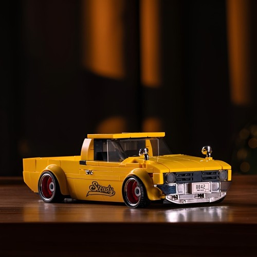 Yellow slammed pickup truck - pickup,