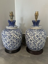 A Pair Of Blue And White Lamp Bases