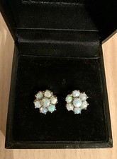 Vintage Opal Cluster 9ct Yellow Gold Stud Earrings