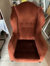 Antique Small Wingback Chair Upholstered Armchair very comfy  