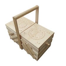  LARGE WOODEN SEWING BOX 35 CM