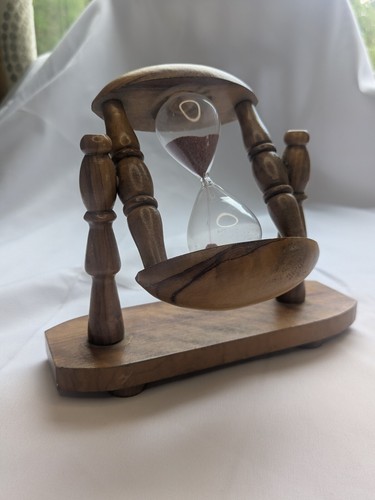 Vintage wooden hourglass sand - wooden,