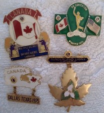 Lions Club Vintage Brooch International Design CANADA X 4