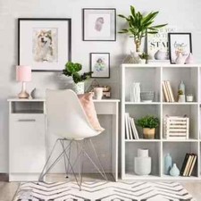 Desk Matt White 1 Door Compact 100cm Wide Home & Office Desk