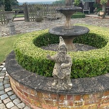 Antique Stone Garden Gnome Seated Cobbler 24’’ Tall