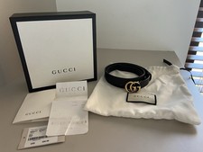 Gucci GG Marmont Narrow Black Leather Belt Size 80