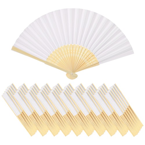 50pcs white paper fan folding - fan,