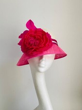 Pink cerise fuchsia ivory hat fascinator headpiece Wedding Royal Ascot Derby