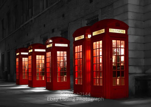 London red telephone box - box, wall