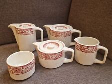 SALE: Retro Red Royal Doulton's Steelite "Athol" red/white tableware 60s V'tage