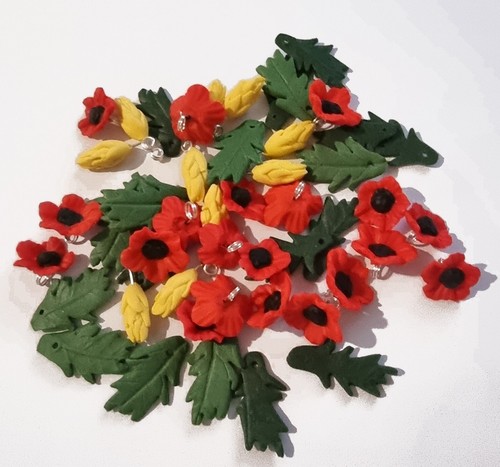 Poppy wheat charm set - , harvest