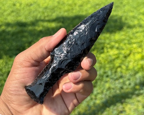 Black obsidian crystal - black,
