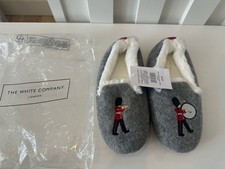 The Little White Company Children’s Slippers London Appliqué Furry Size 3-4 NEW