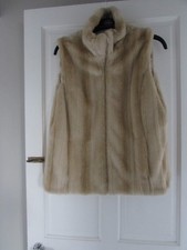 Women's Reversible Cream Fur Waistcoat Gilet Zip Size Large