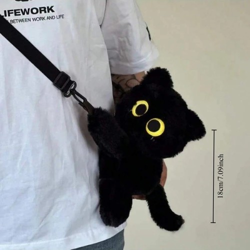 Kawaii black cat plush - kawaii,