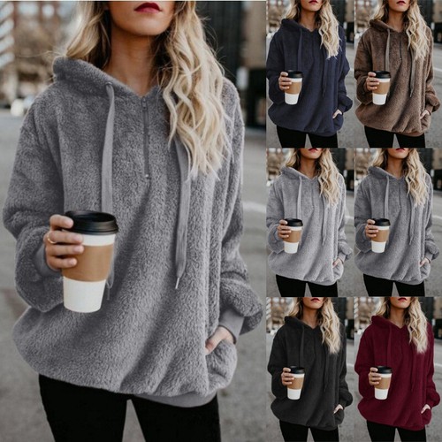 Women fluffy fleece sweatshirt - women,