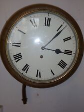Antique Mechanical Station School Railway Round Clock 14.5'' WORKING