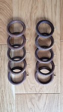 Rustic wooden curtain rings x10 Vintage style country house cottage