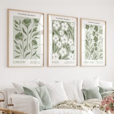 Set of 3 Sage Green Wall Art