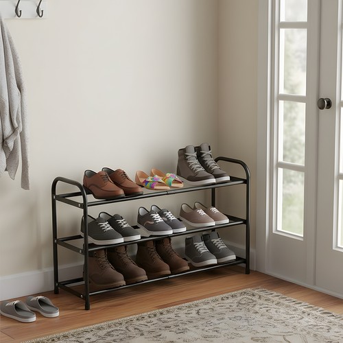 Space saving tier shoe shelf - space-saving,