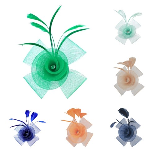 Flower sinamay feather clip - flower,