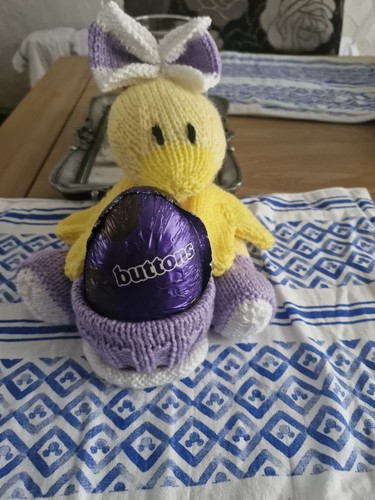 Hand knitted easter duck - hand,