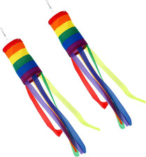 2PCS Rainbow Windsock Wind Sock Outdoor Colorful Spiral Spinner Outdoor Hanging 