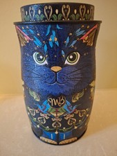 Decorative Monty Bojangles Empty Cat design Storage Tin Dark Navy ~ 6.5" high