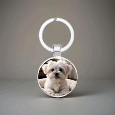 Maltese Dog Keyring - Puppy keychain - Great Gift - FREE DELIVERY 