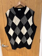 Pringle Golf Men’s Vintage 80’s Embroidered Argyle Diamond Vest Jumper Size XL