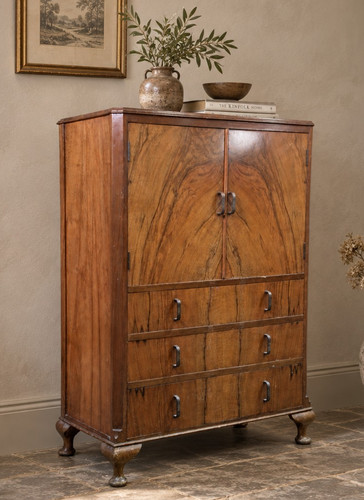 Antique walnut linen cabinet - walnut,