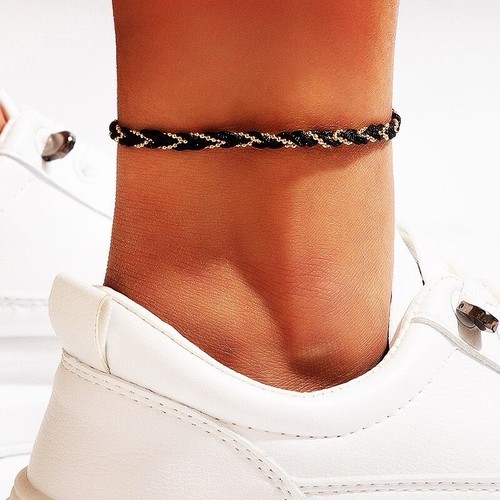 Black gold anklet twisted - |,