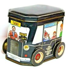 SPLENDID 1992 THE LONDON TOWN CHOCOLATE COMPANY FIGURAL TAXI BLACK CAB TIN WHEEL
