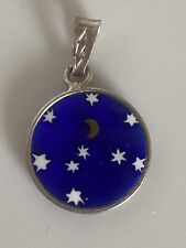 Sterling Silver Murano Moon And Stars Starry Night Pendant By Antica Murrina