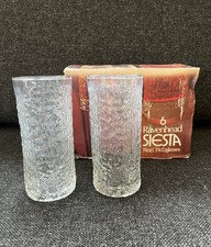 Ravenhead Siesta Pair Hi Ball 11oz Tall Glasses Tumbler Bark Ice 1970's MCM x2