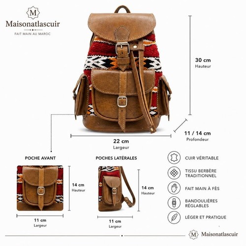 Moroccan leather backpack - leather,