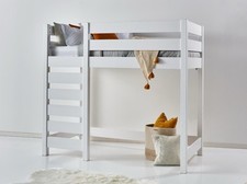 High Sleeper With Ladder Single Loft Bunk Bed Frame White Wooden Sleeping Bed