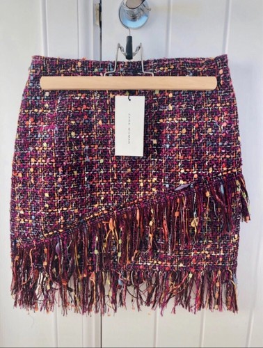 Zara bouclé fringe mini - zara, skirt