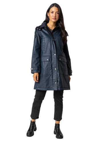 Waxed longline hooded coat - waxed,